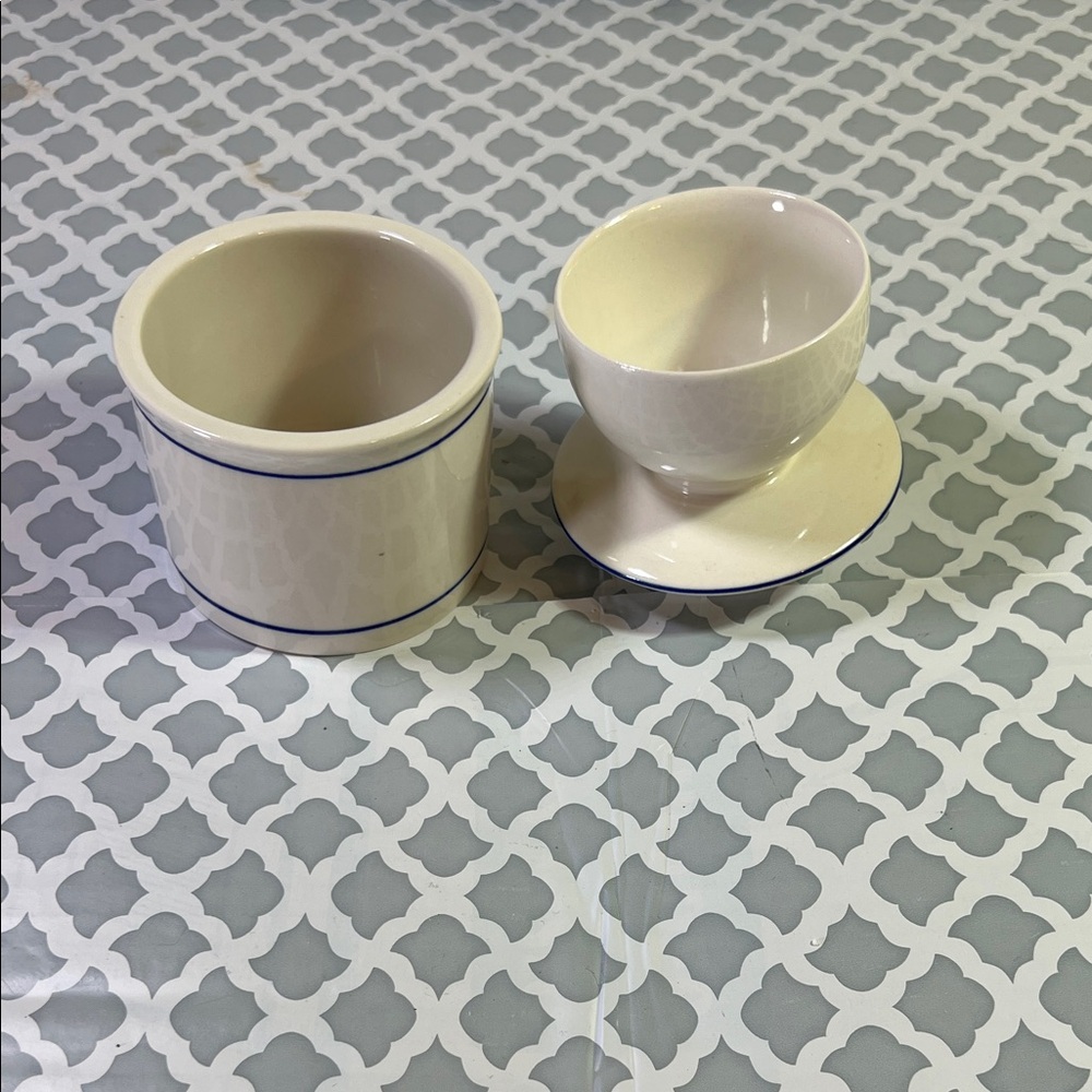 Butter crack keeper Ceramic Cup and Holder Set